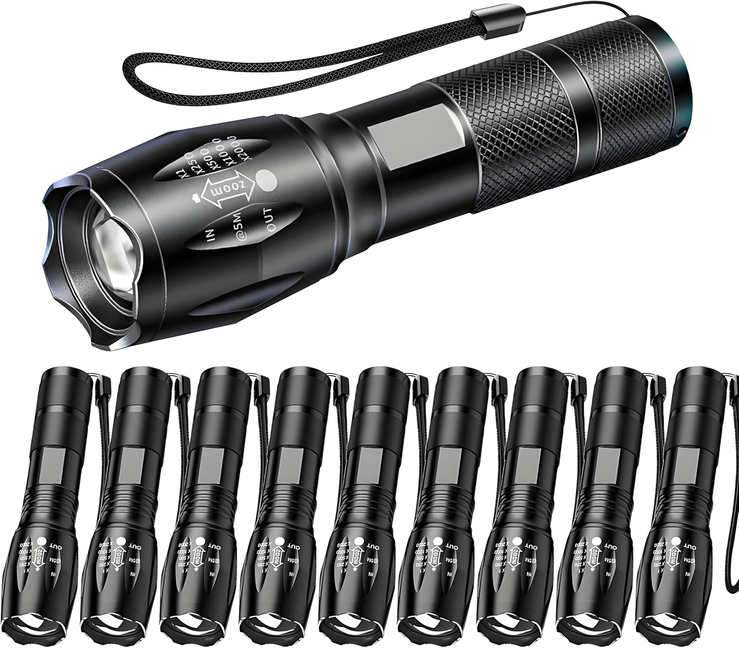 10-Pack LED Tactical Flashlights: Bright, Waterproof, 5 Modes 10-Pack LED Tactical Flashlights: Bright, Waterproof, 5 Modes