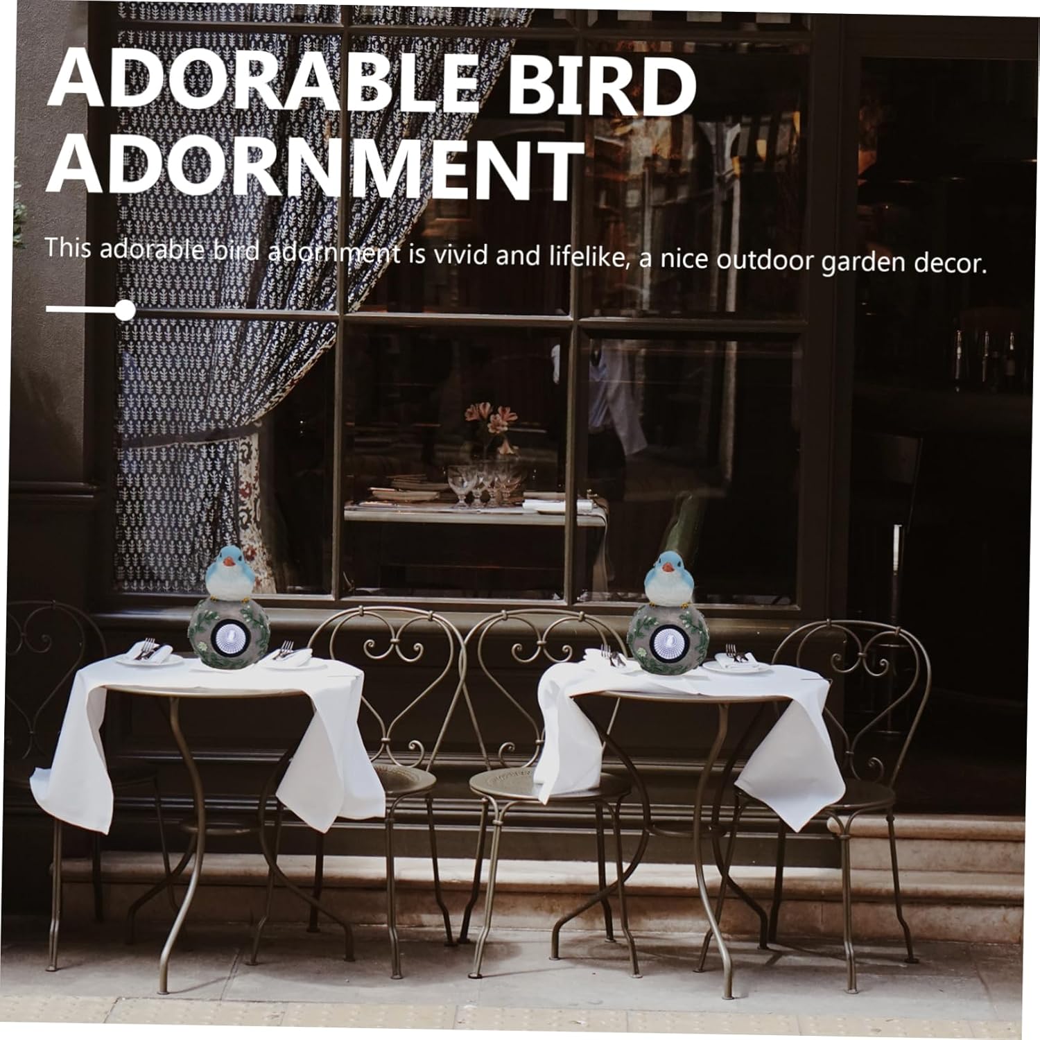 Solar Bird Light Ornament for Garden Decor Outdoor Resin Sculpture Solar-Powered LED Chic Bird Figurine for Villa Landscape Unique Courtyard Decoration