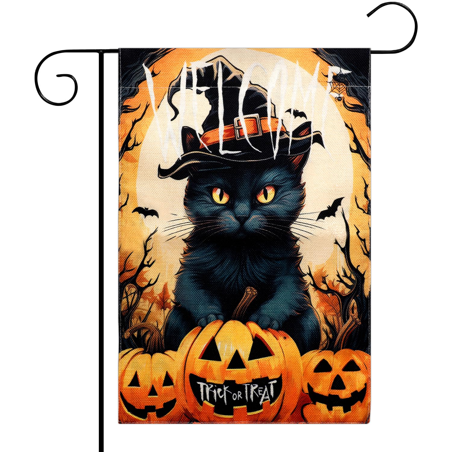Halloween-Gartenflagge Schwarz-weiß Gestreift – 32x46 Cm, Wasserdicht, Doppelseitig Bedruckt
