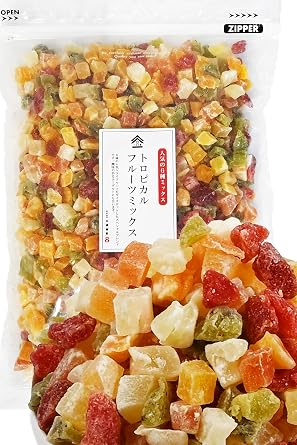 Dried Fruits, Commercial Use, Large Capacity Dried Fruit Mix, 2.2 lbs 1 kg, Mango, Strawberry, Pineapple, Kiwi Fruit, Melon Papaya Fruit, Cut Fruit, Fruits, Resealable Bag