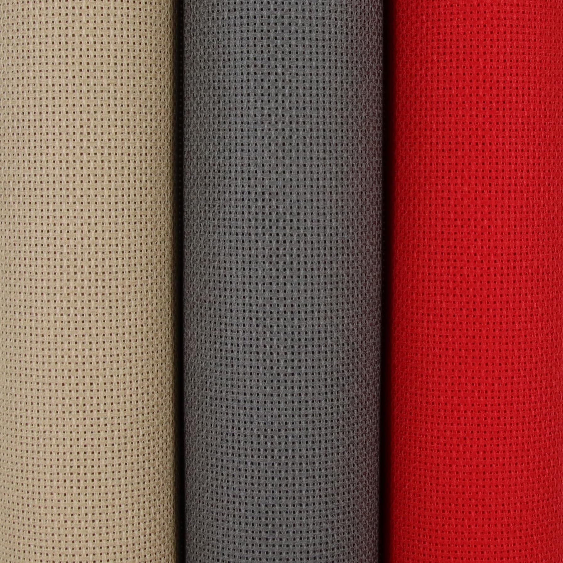 KCS 3 pc of 15" x 18"(38cmx45cm) Counted Cross Stitch Cotton Aida Cloth Needlework Rolled Fabric Box,18CT,Red+Khaki+Dark Grey