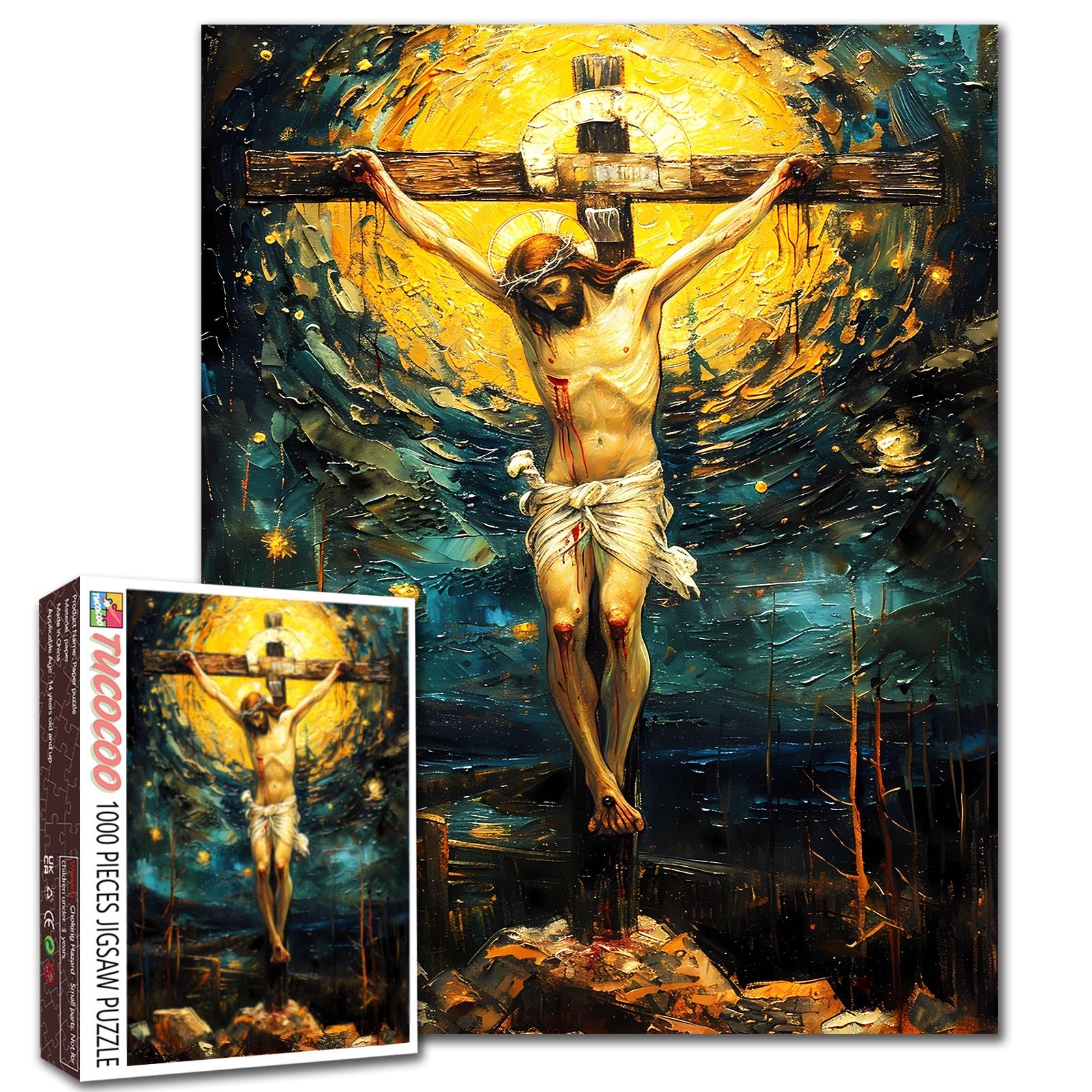 Jesus 1000 Piece Jigsaw Puzzles for Adults Jesus on The Cross Puzzles Christ Religious Puzzle Challenging Family Activity Games Colorful DIY Craft