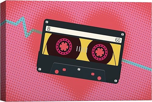 Miniatura 44 de SIGNWIN Lienzo decorativo para pared, reproductor de cintas de casete retro Boombox en naranja, rosa, verde y azul, ilustraciones sonoras, arte pop