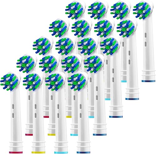 Alayna Cabezales de cepillo de repuesto para Oral B, paquete de 20 cabezales de cepillo eléctrico genéricos Cross para Oralb Braun, cepillos de