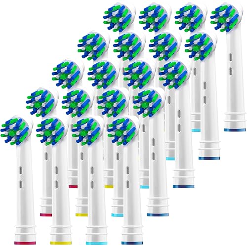 Alayna Toothbrush Heads Compatible with Oral-B, Cross-Style, 20 Pack