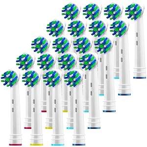 Alayna Replacement Brush Heads for Oral B- Pack of 20 Cross Generic Electric Toothbrush Heads for Oralb Braun-