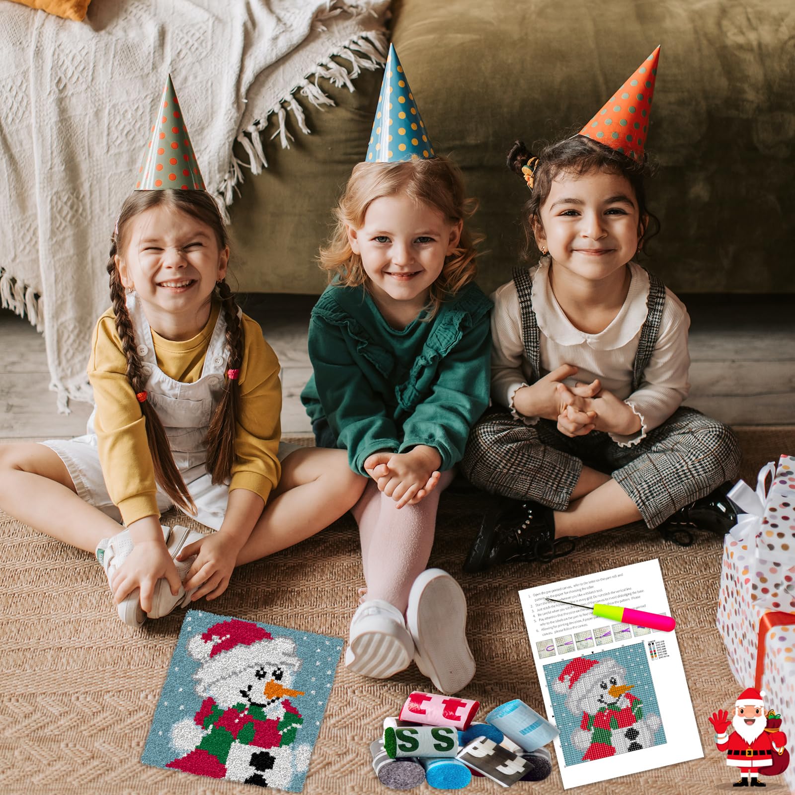 LUBOT Christmas Truck Latch Hook Kit - Make Your Own Cozy Rug Or Pillow Cover With Easy Crochet Pattern