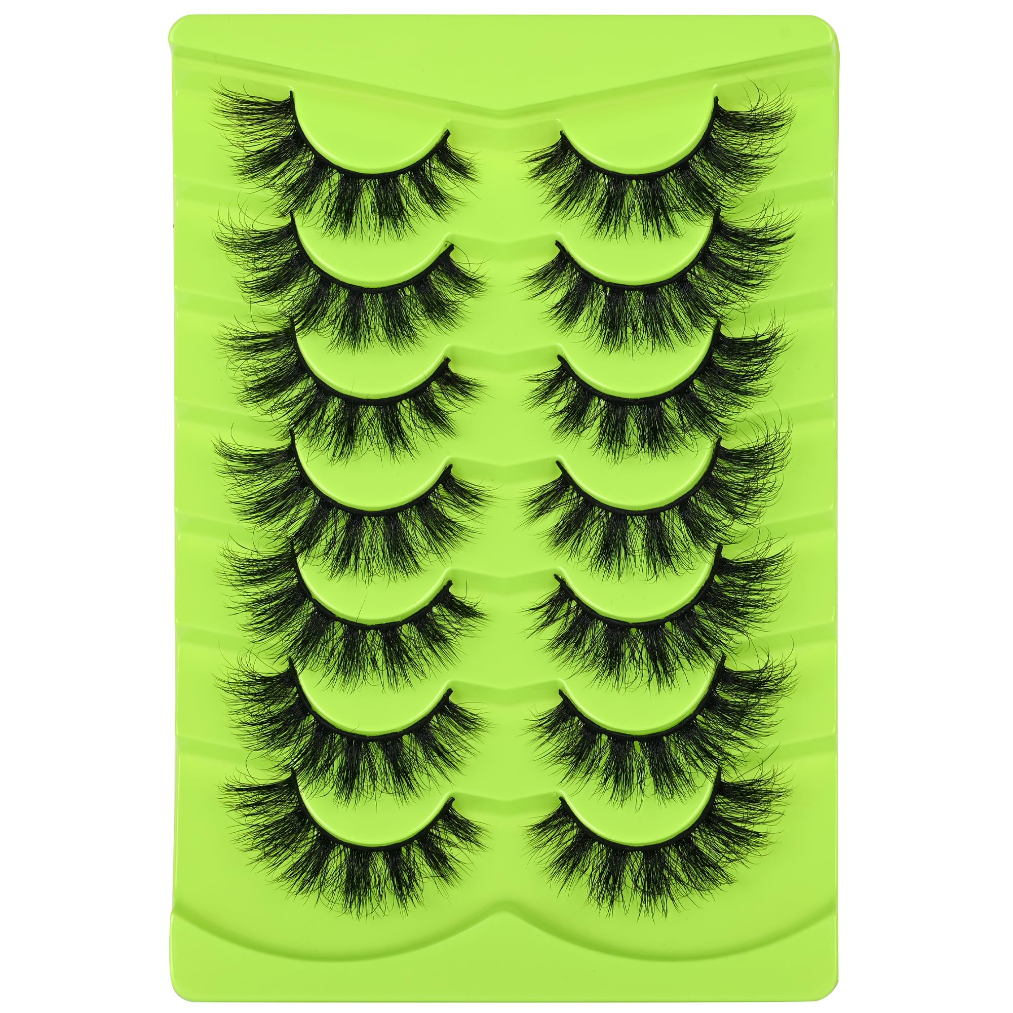 Mink Lashes Wispy Künstliche Wimpern, 3D-Volumenstreifen, 15 mm, Katzenaugen-Wimpern, Kunstnerz, 7 Paar, künstliche Wimpern, Multipack, von Kmilro
