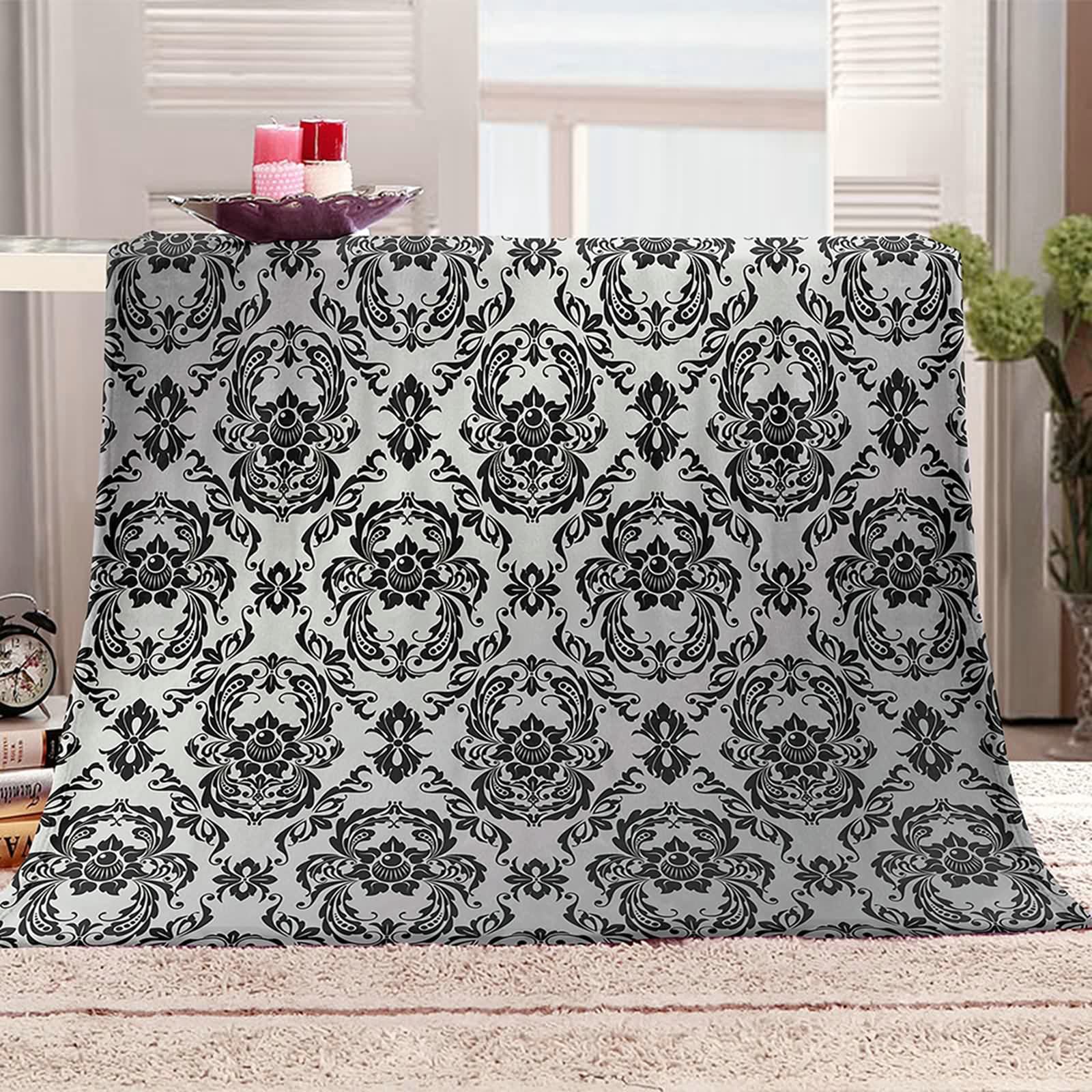 Aeici Koc polarowy, koc dziecięcy z nadrukiem 160 x 200 cm wzór kwiatowy vintage koc na sofę zimowy prezent dla dorosłych i dzieci