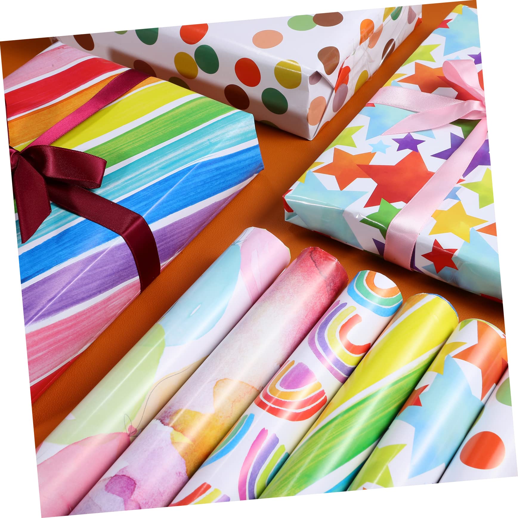 SEWOART Geschenkpapier Satz Für Geburtstag Mit Bändern Reißfestes Verpackungspapier in Zarten Farben Für Diy Handwerk Und Feiern