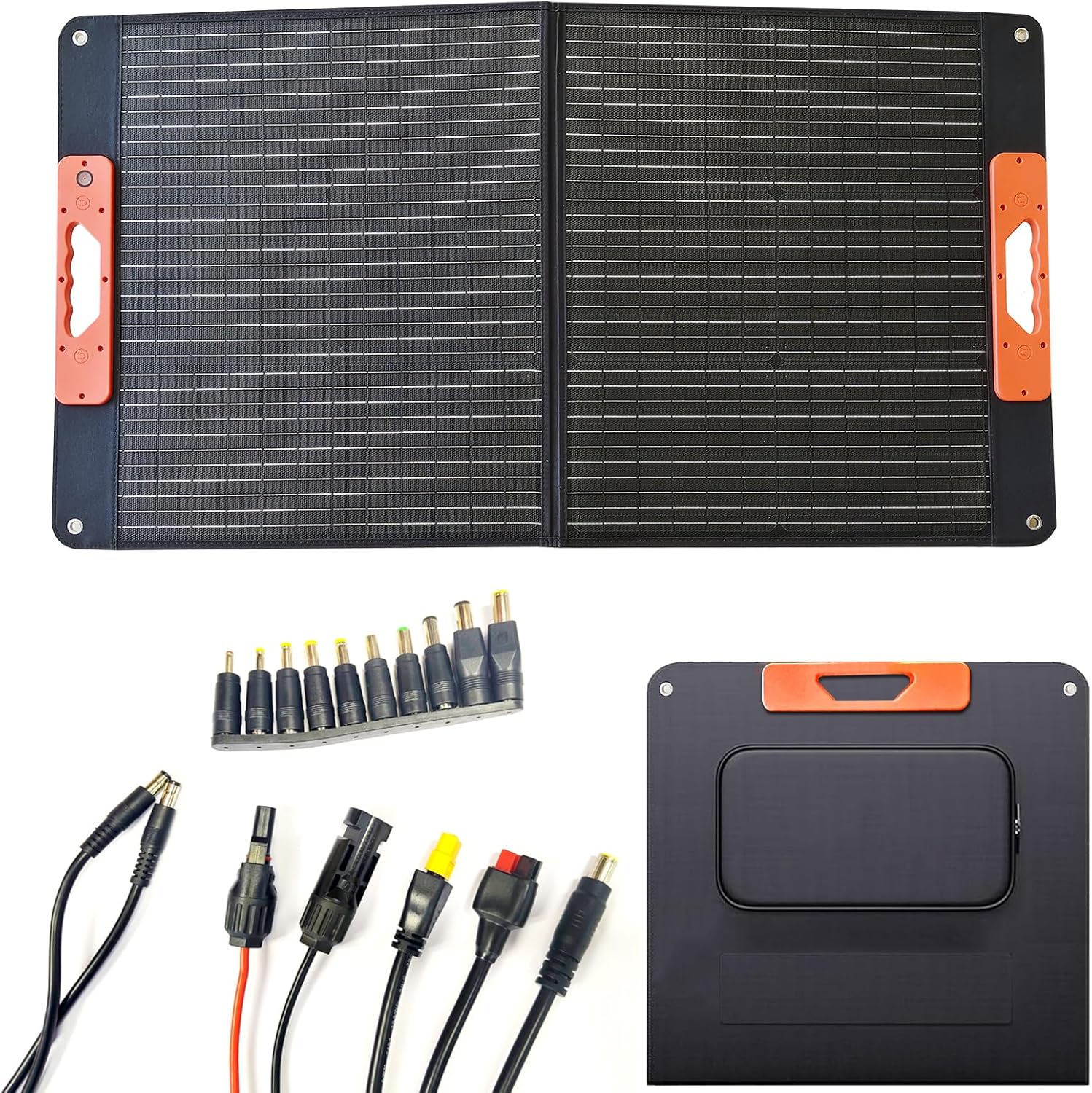 100W Portable Solar Panel, Camping Essentials, 100 Watt Foldable Solar Charger for Power Station, 23.5% High Efficiency IP67 Waterproof with 10-in-1 DC Connectors for Camping RV Blackout (100W)