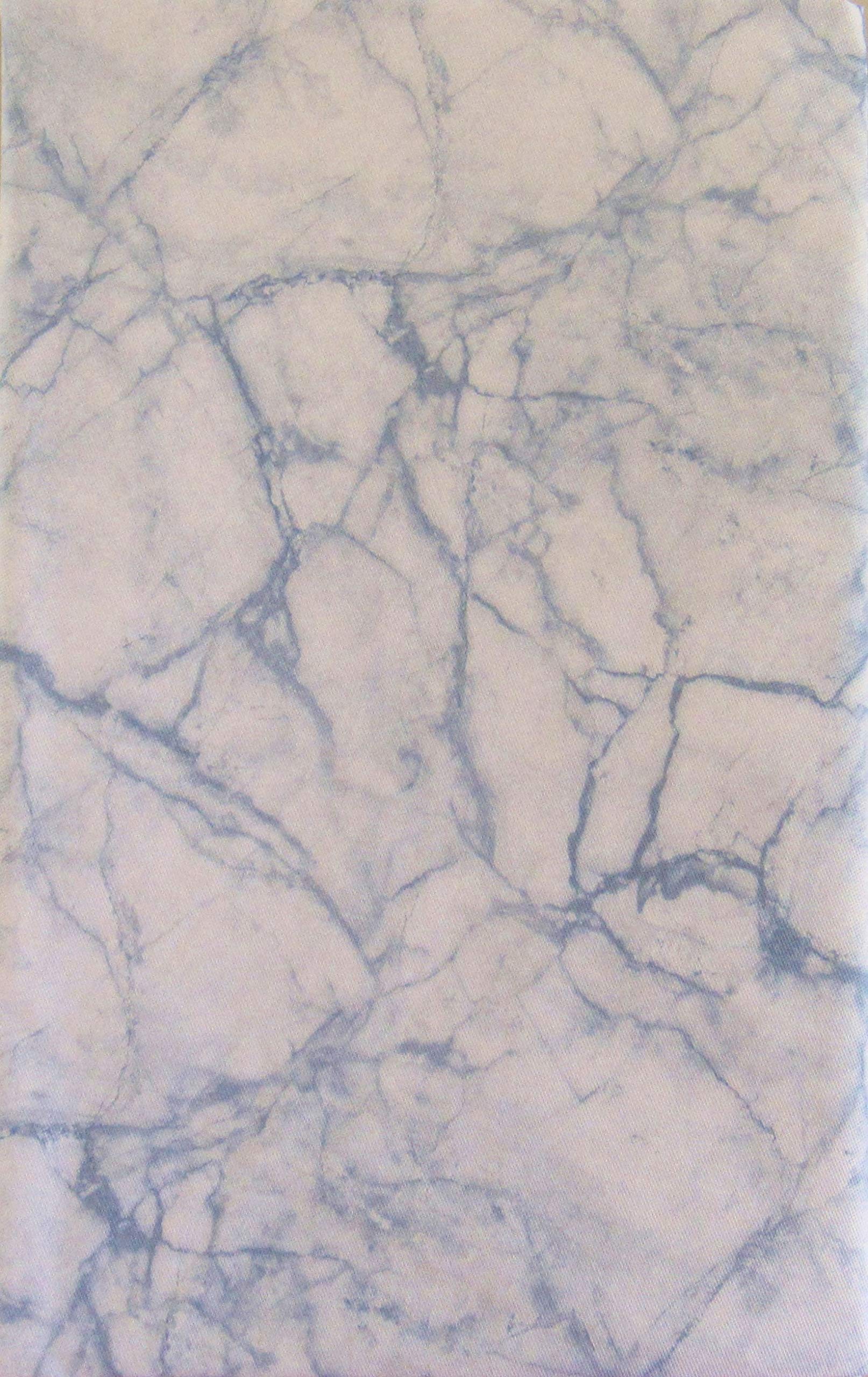 Classic Marble Pattern Vinyl Flannel Back Tablecloth (Blue on White Stone, 52" x 52" Square)