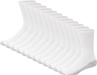 Hanes Men's Max Cushion Double Tough Crew Socks, 12-Pair Pack