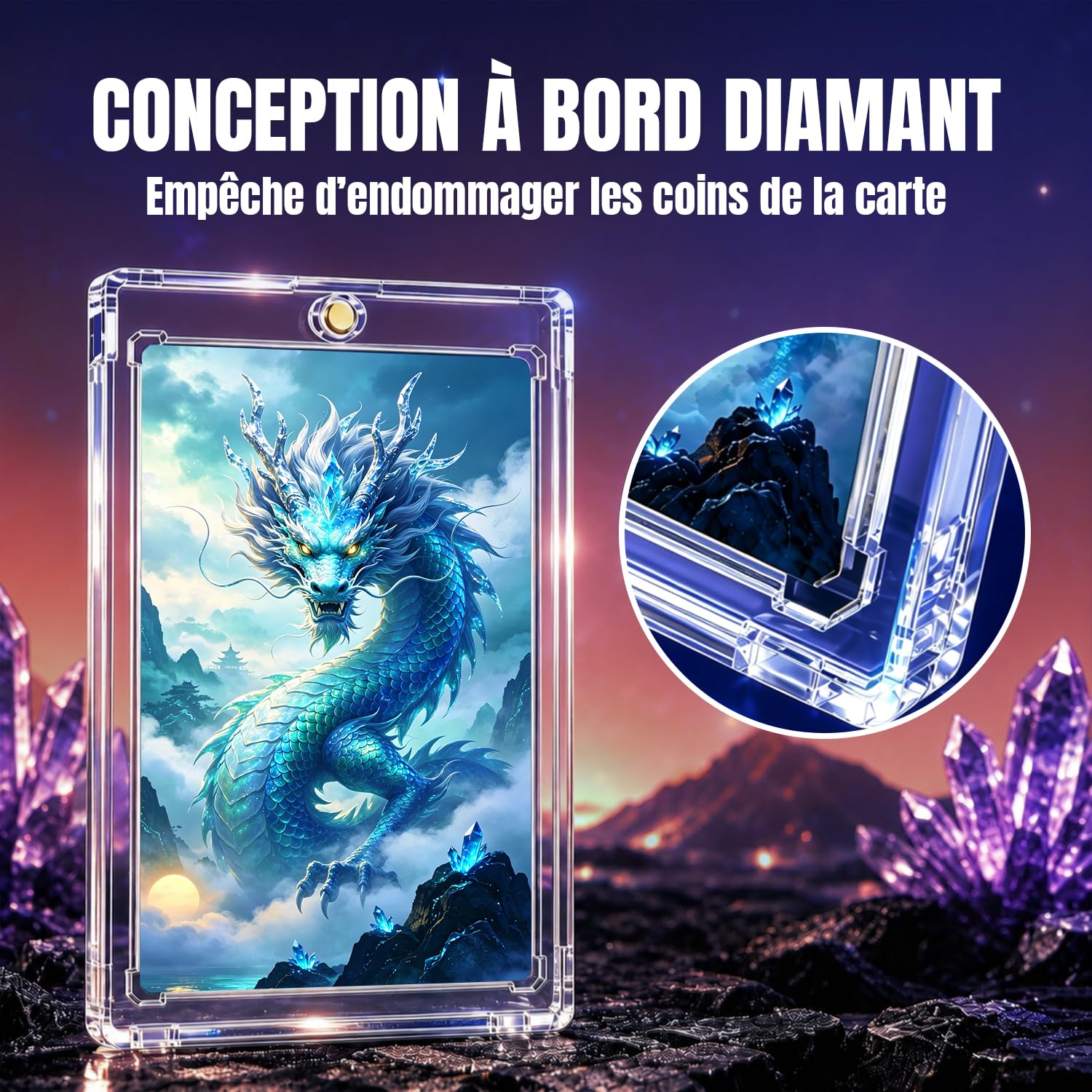 10 étuis Magnétiques Wigearss Pour Cartes 35PT – Protection UV, Coins Diamant, Pour Cartes Pokémon, Magic, Sport