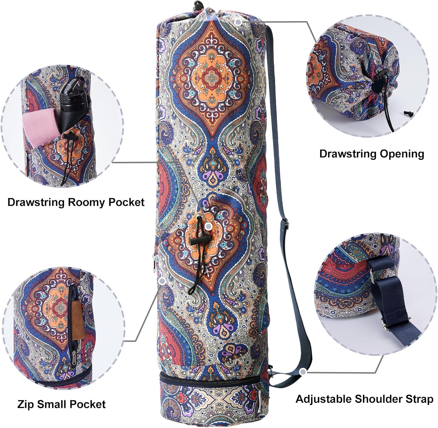 sportsnew Yoga Mat Bag with Water Bottle Pocket and Bottom Wet Pocket, Exercise Yoga Mat Carrier Multi-Functional Storage Bag, Patent pending - Image 4