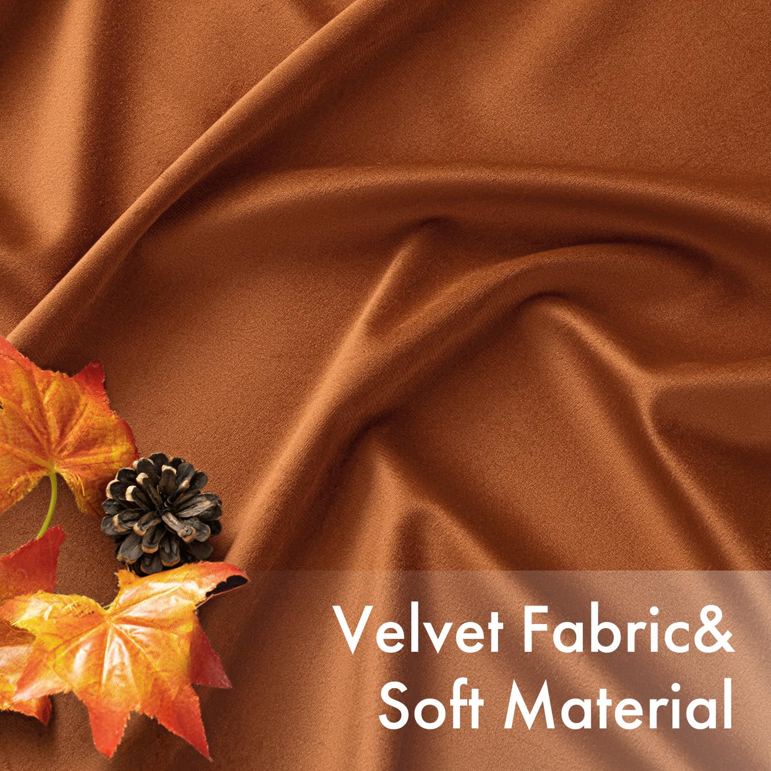 EMEMA Lot de 2 rideaux opaques en velours avec œillets - Orange foncé - 300 x 140 cm (H x l) | Rideaux en velours avec œillets, décoratifs, pour salon, doux, occultant, thermique, insonorisant, chambre à coucher