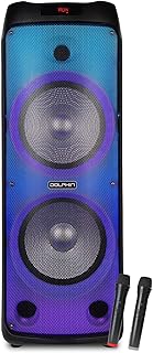 Dolphin SPF-1212R Powerful Sound & BASS | Portable Rechargeable Big Party Speaker | Dual 12", 3X 1 Tweeters | LED Party Lights, Handles and Wheels