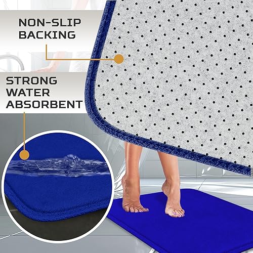 Miniatura 4 de Alfombra de baño de lujo, 1 alfombra de baño de espuma viscoelástica, antideslizante y ultrasuave, altamente absorbente, fácil de limpiar, color