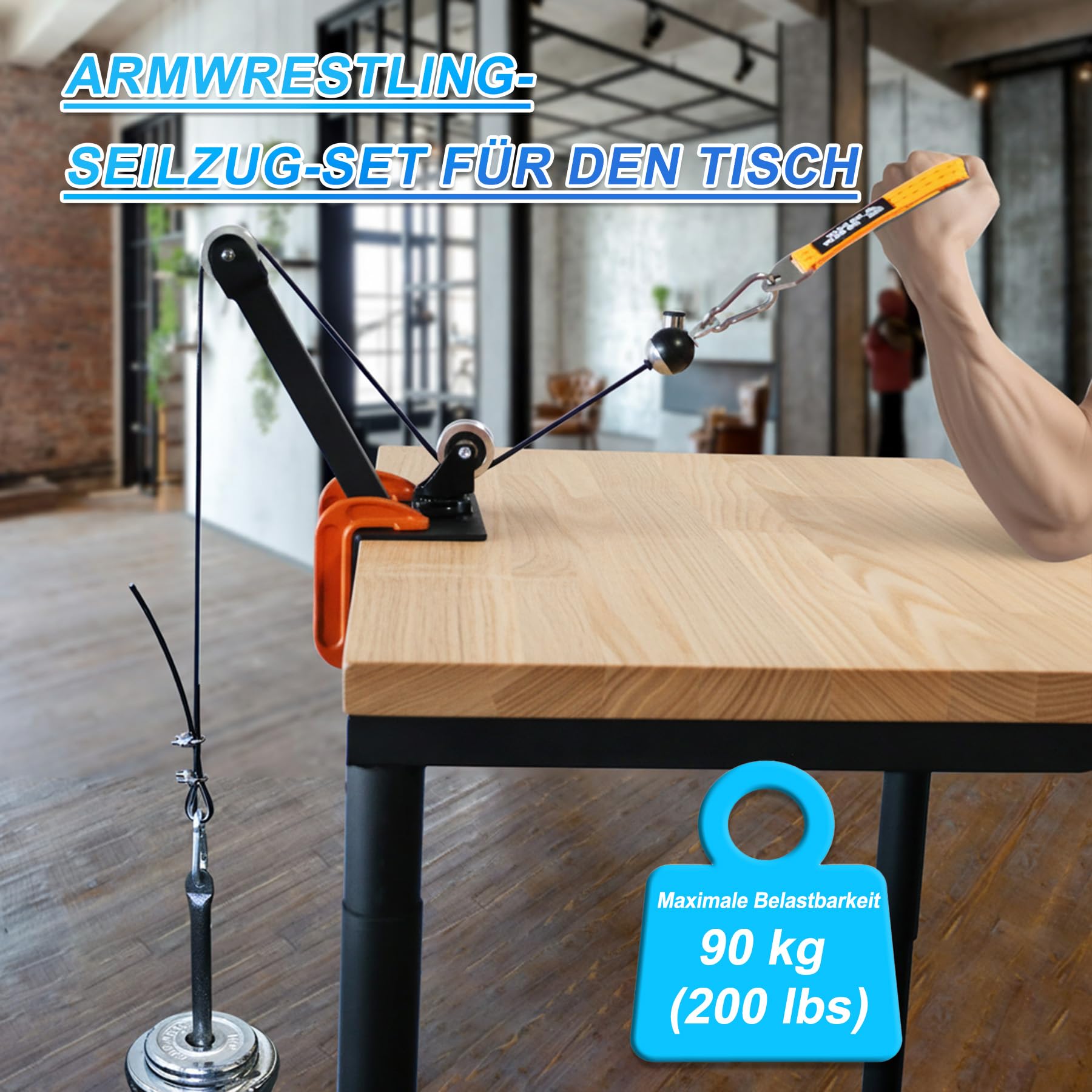 J Bryant Professionelle Riemenscheiben für Arm- und Wrestling-Training, mit verstellbarem 1,5 m Kabel und drehbaren Aluminium-Riemenscheiben