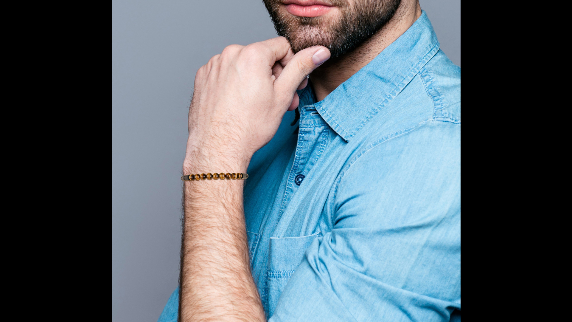 Pulsera de cuero con piedras para hombre COAI miniatura 7