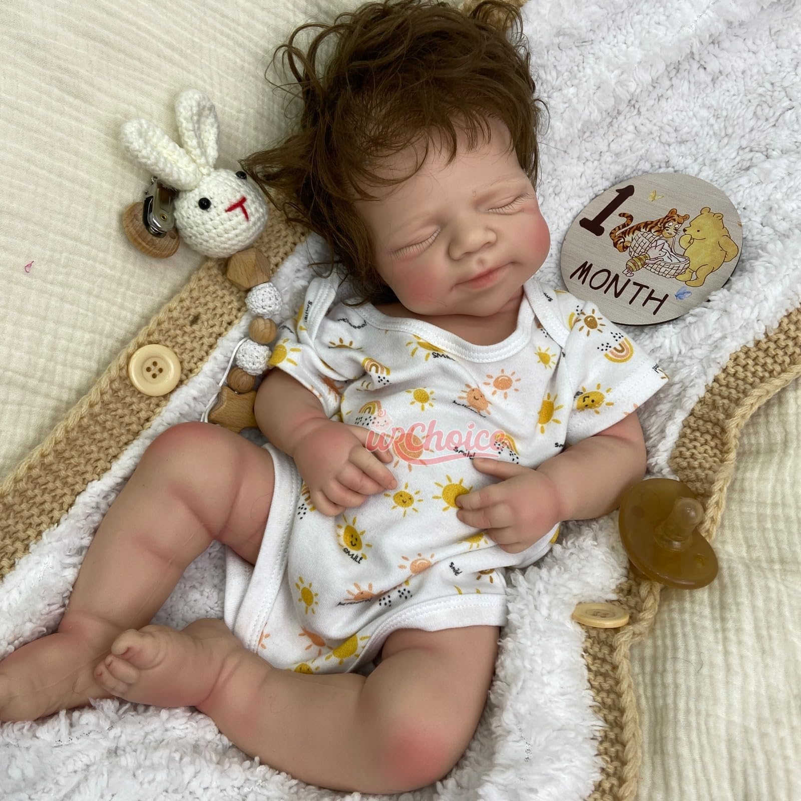 Muñeco Bebé Reborn Silicona 50 cm Cabello implantado,Boca Abierta