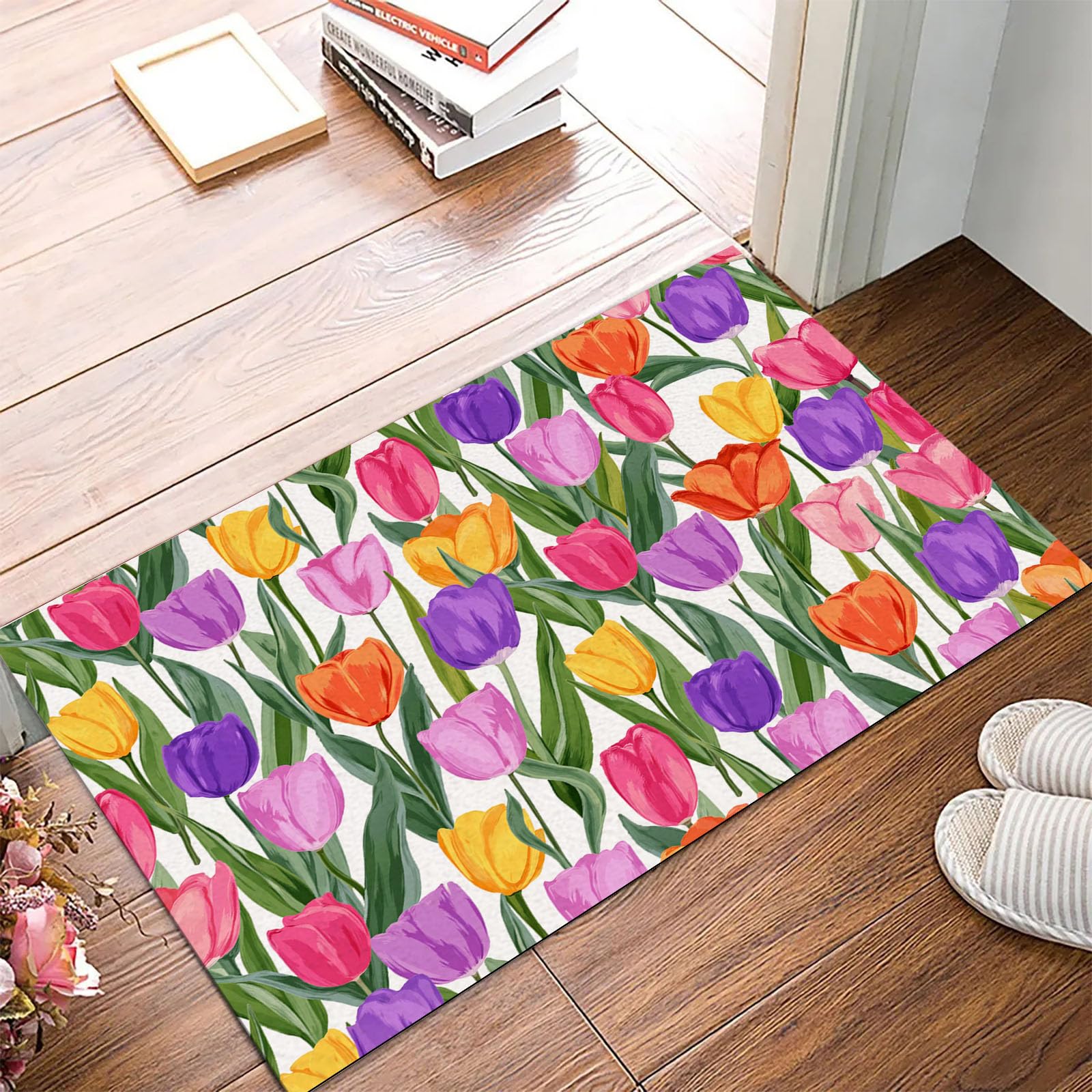 Tapis d'entrée antidérapant lavable 80x120cm grand paillasson intérieur