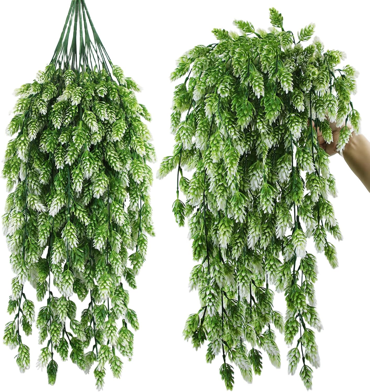 6Pcs Artificial Hops Fake Hanging Plant Plastic Vines Hanging Plants Decor Fake Plants Greenery Outdoor Flowers Uv Resistant Fall Decor Wall Decorations for Living Room Decorations for Living Room