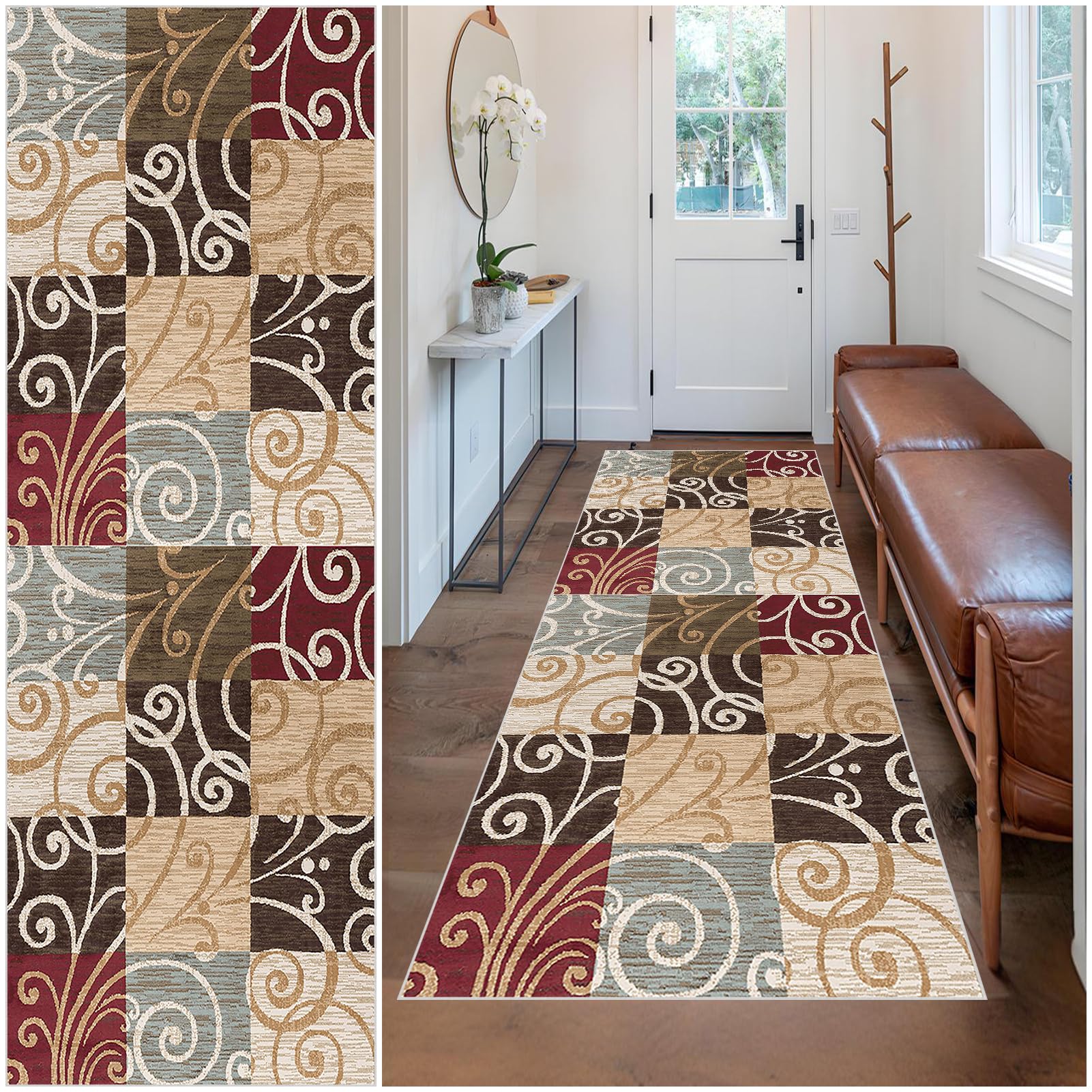 Wuzqju Runner Rug for Entryway Non Slip Doormat Runner Non Shedding Kitchen Rug Machine Washable Floor Extra Long Carpet Mat Hall Runners for Hallway Entryway Bedroom Laundry Room 80 x 180 cm