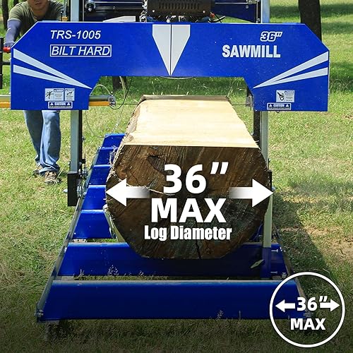 Vista 3 de BILT HARD Aserradero portátil máx. de 36 pulgadas, motor de gas de 25HP 760cc con arranque eléctrico, ancho de tablero de 36 pulgadas, longitud