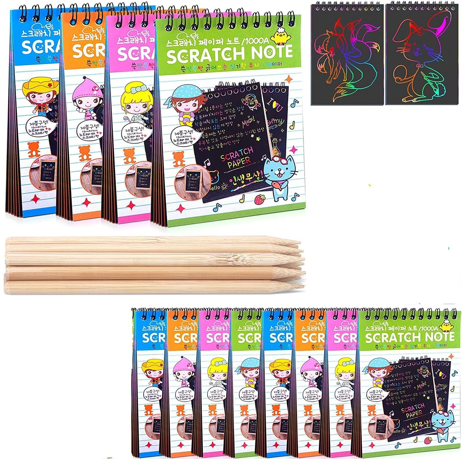 Velocious® Rainbow Scratch Art Note Pads – 12-Pack, 10 Pages Each, 5.5" x 4" Magic Drawing Books for Kids, Travel Activity, Arts & Crafts
