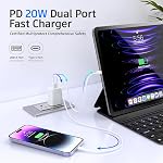 3-Pack USB C Block, 20W Dual Port PD+QC, USB C Charger Wall Adapter, Fast Type C Charging Plug Compatible with iPhone 17,16,15,14,13,12,11, Pro Max, X, XS, Galaxy Phone