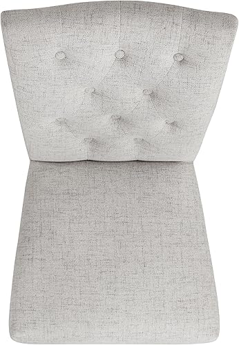 Miniatura 8 de HomePop Sillas de comedor de tela copetuda con botones, tejido sólido con textura neutra (juego de 2)