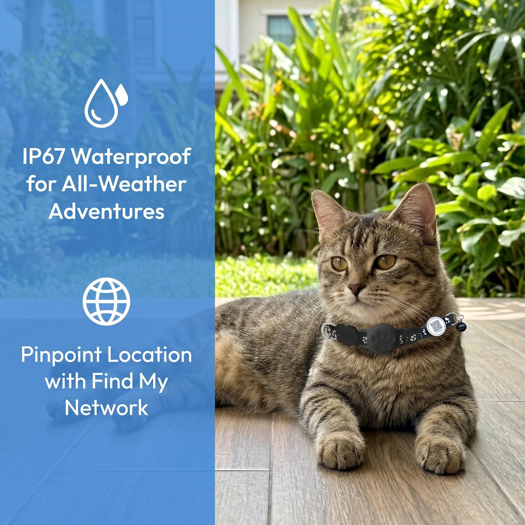 Localizzatore per gatti con codice QR, collare GPS per gatti, localizzatore elettronico impermeabile compatibile con Apple Find My No Monthly Fee, ideale per gatti piccoli e grandi, soluzione di