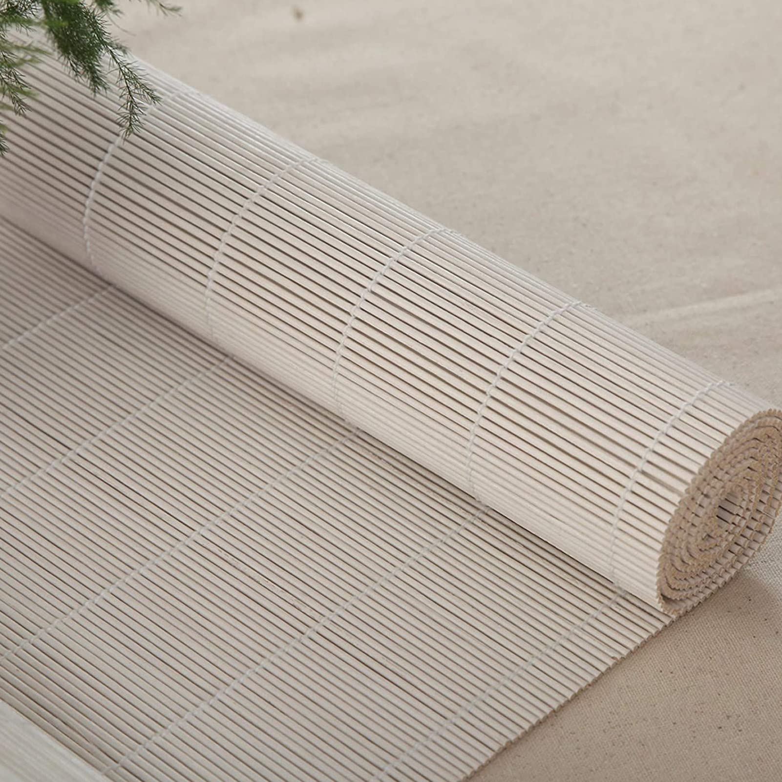 Stores à Enrouleur en Bambou Blanc,Store Occultant en Bambou Exterieur,Store Pare-Soleil pour Terrasse,50% Intimité Écran Filtrage De La Lumière Stores Enroulables (WxH:70x140cm/28x55in)