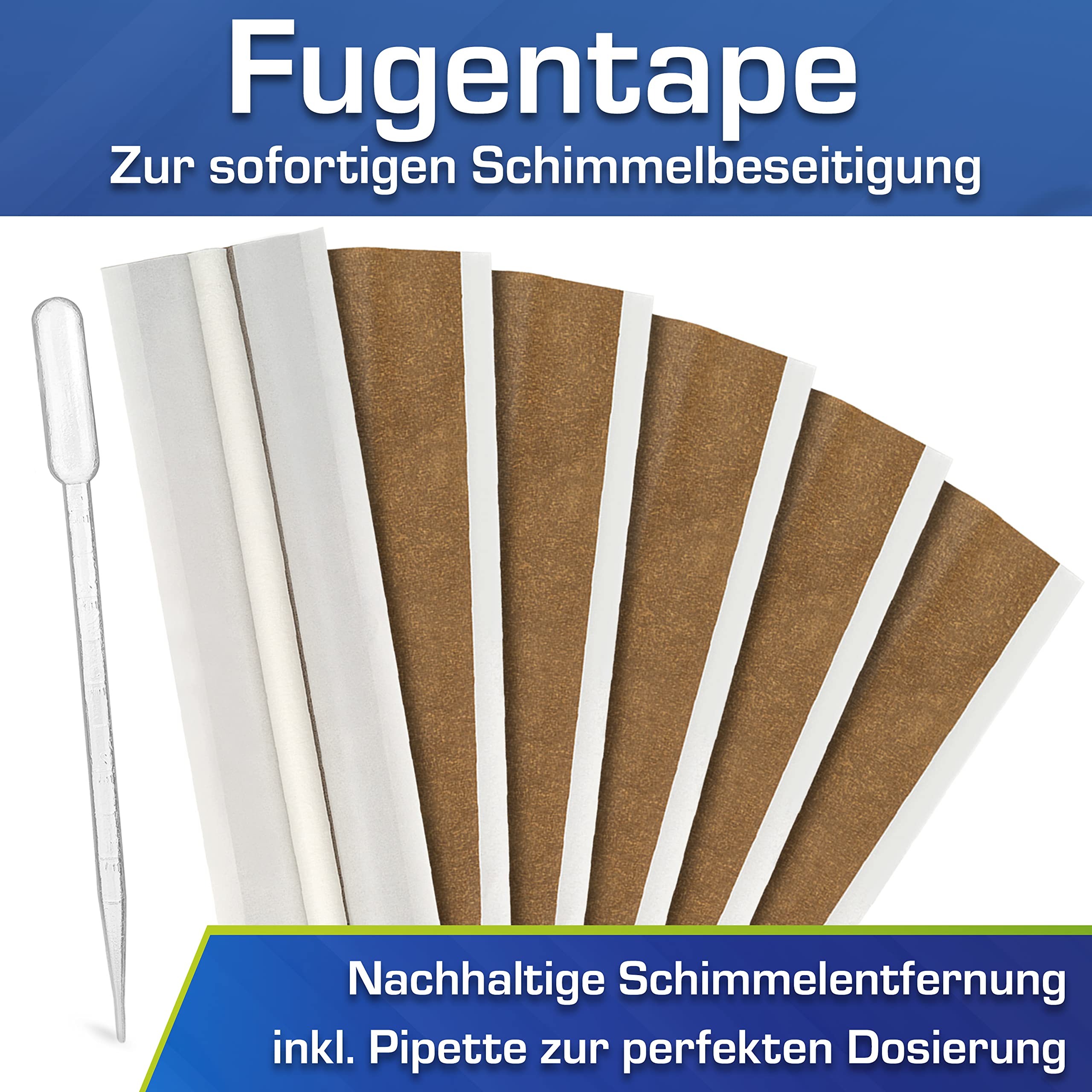 AGO Fugentape 10 x 45cm zur wirksamen Schimmelentfernung bei Silikonfugen / 10x stärker als bei herkömmlicher Anwendung mit einem Pinsel (Schimmelmittel separat erhältlich)