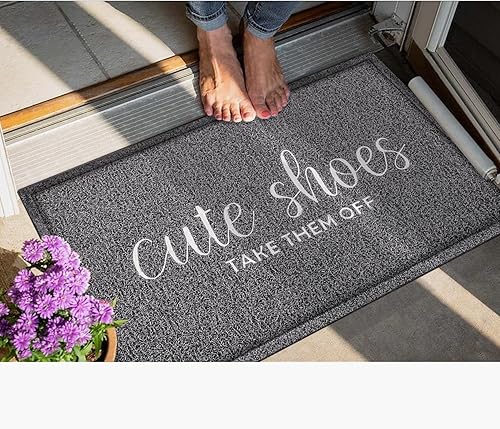 Miniatura 5 de Tapete de bienvenida para puerta delantera al aire libre, fácil de limpiar y mantener, tapetes de goma lindos zapatos para quitarlos de la suciedad,