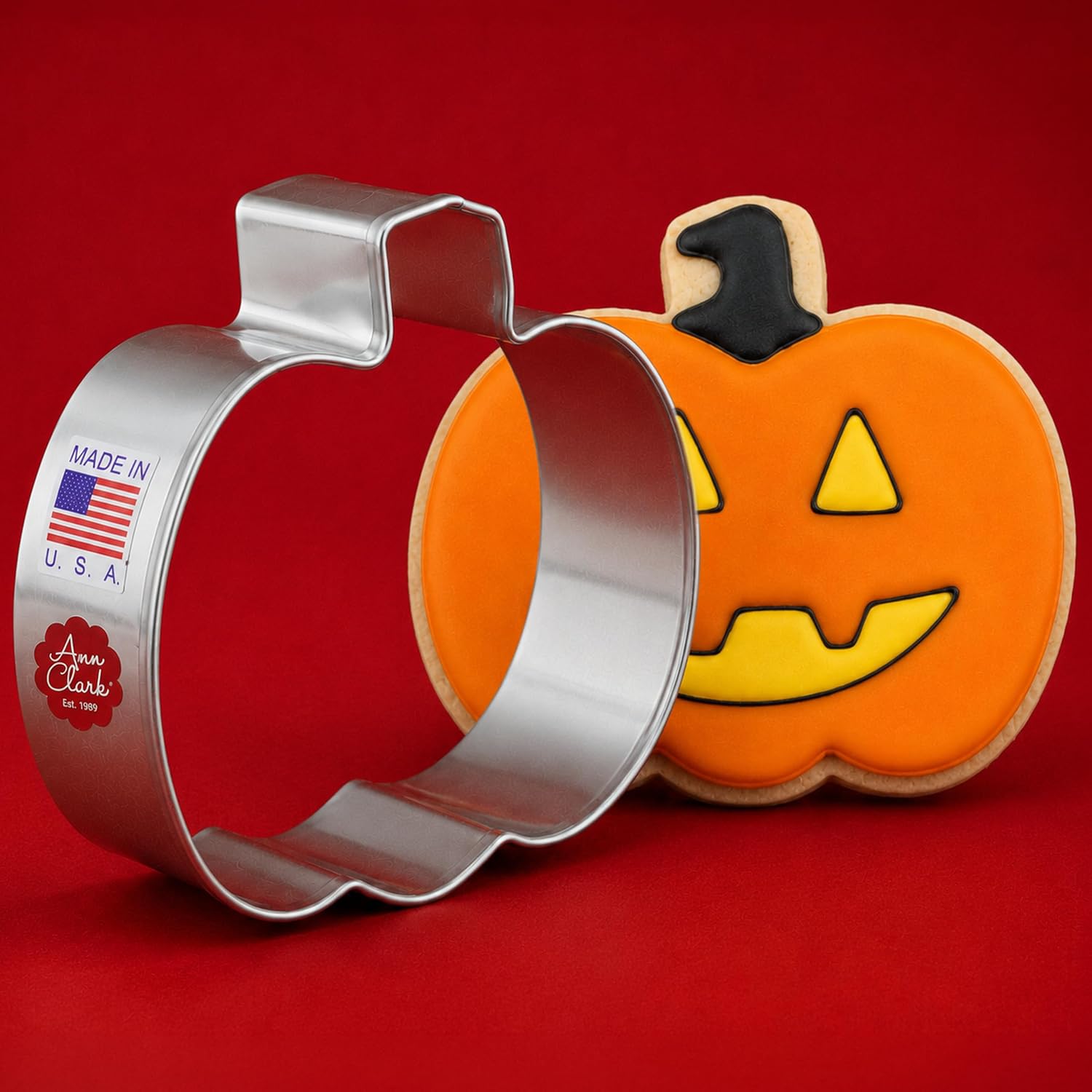 Ann Clark Pumpkin Jack o' Lantern Cookie Cutter 3”, Made in USA
