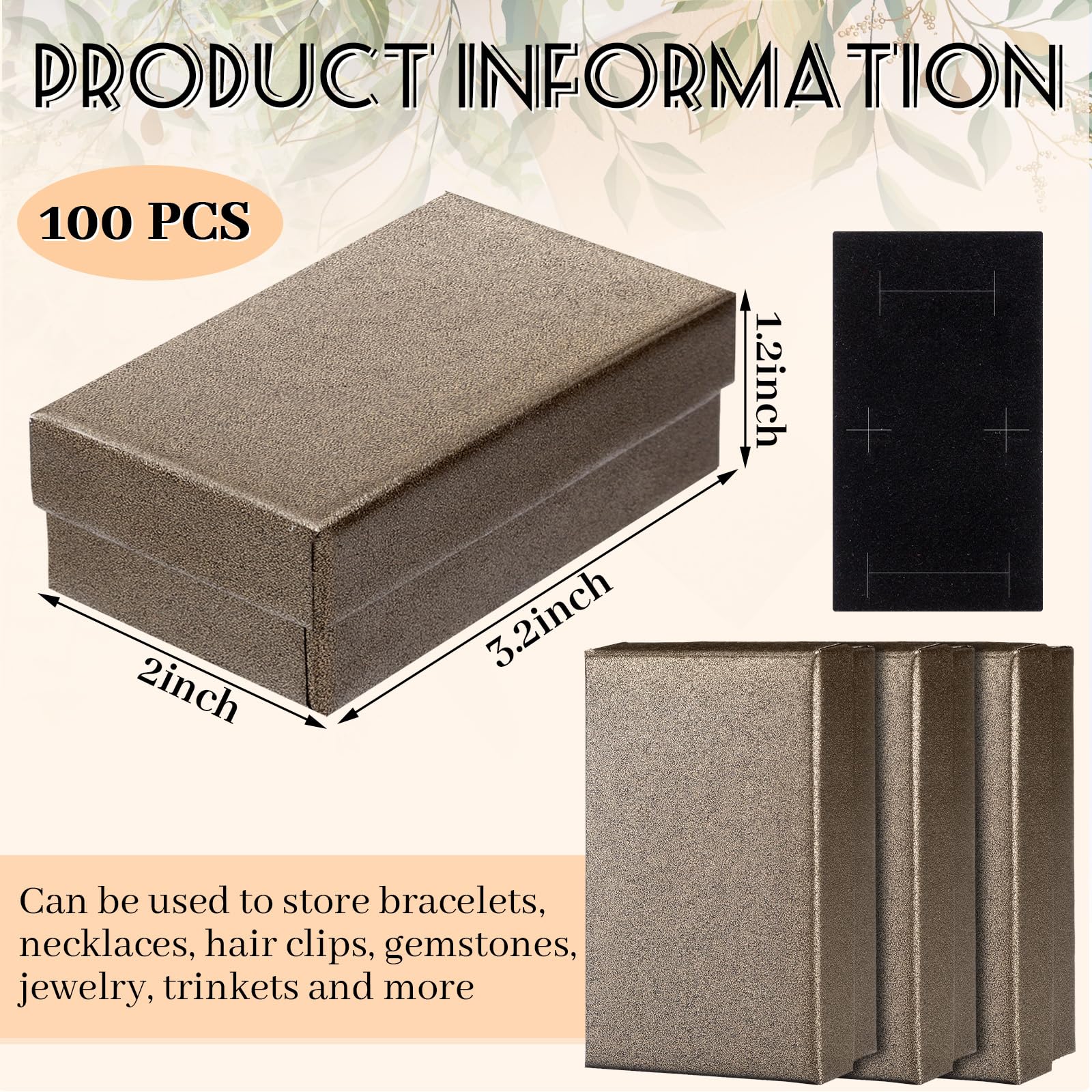 Tenceur Lot de 100 boîtes cadeaux de Noël en papier kraft pour collier, boucles d'oreilles, bracelet (marron, 8,1 x 5,1 x 3 cm)