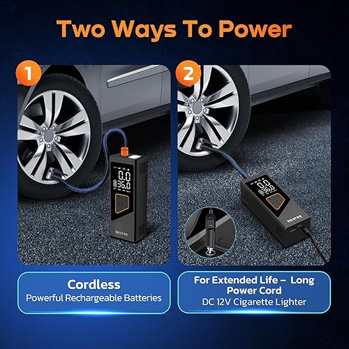 Miniatura 4 de Big Star - Compresor de aire portátil para neumáticos, bomba de aire para neumáticos de automóvil, bomba de neumáticos de 150 PSI y 25000 mAh con