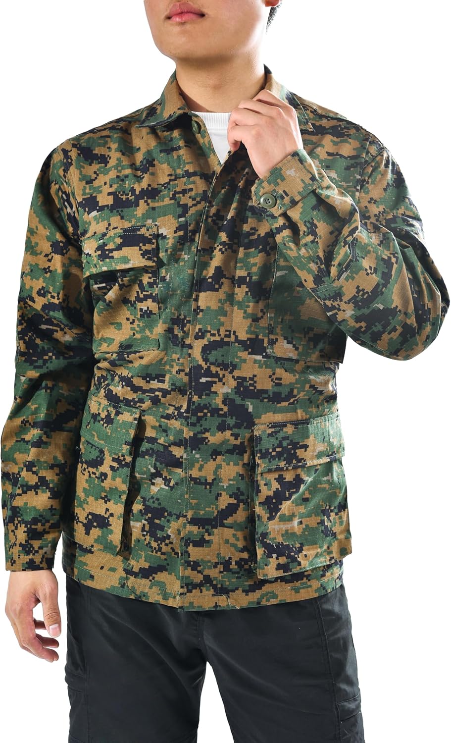 BACKBONE Mens Army Military Battle Dress Uniform BDU Shirt Camo Top Jacket (Woodland Digital - RipStop,Size 2XL), XX-Large - Image 2