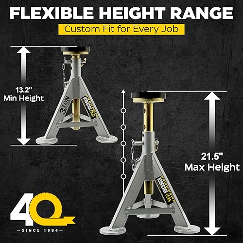 Miniatura 17 de ESCO 3 toneladas de rendimiento corto perfil bajo Jack Stands, 1 par