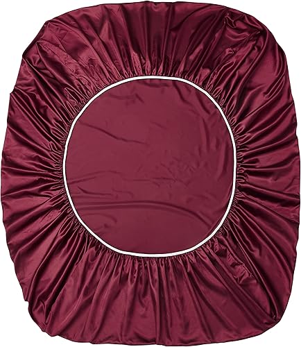 Miniatura 7 de Manyshofu Juego de funda de edredón de 6 piezas, color burdeos, tamaño Queen con sábana bajera de satén - No es edredón, refrescante y sedosa, funda