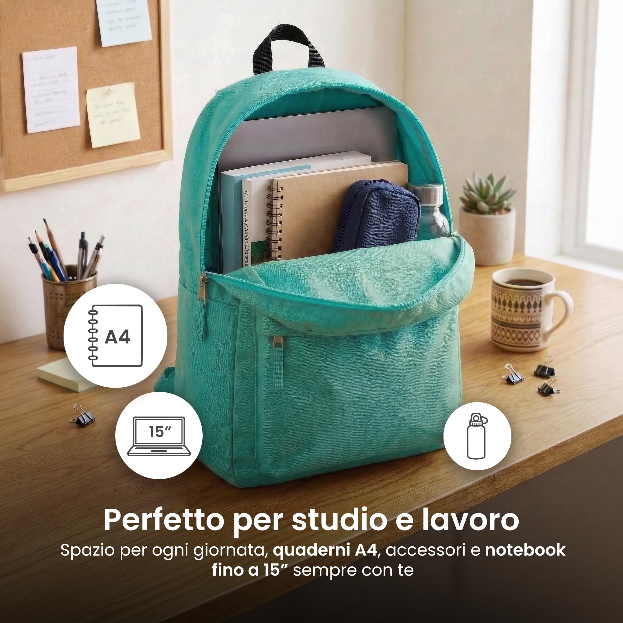 TECHMADE Zaino Scuola/Casual Unisex Multifunzionale 30x15x40 cm – IDEALE PER: Lavoro, Scuola, Ufficio, Tasche, Tempo Libero, Tasche Multiple e Cerniere Resistente - Poliestere 600D PVC (Marine)