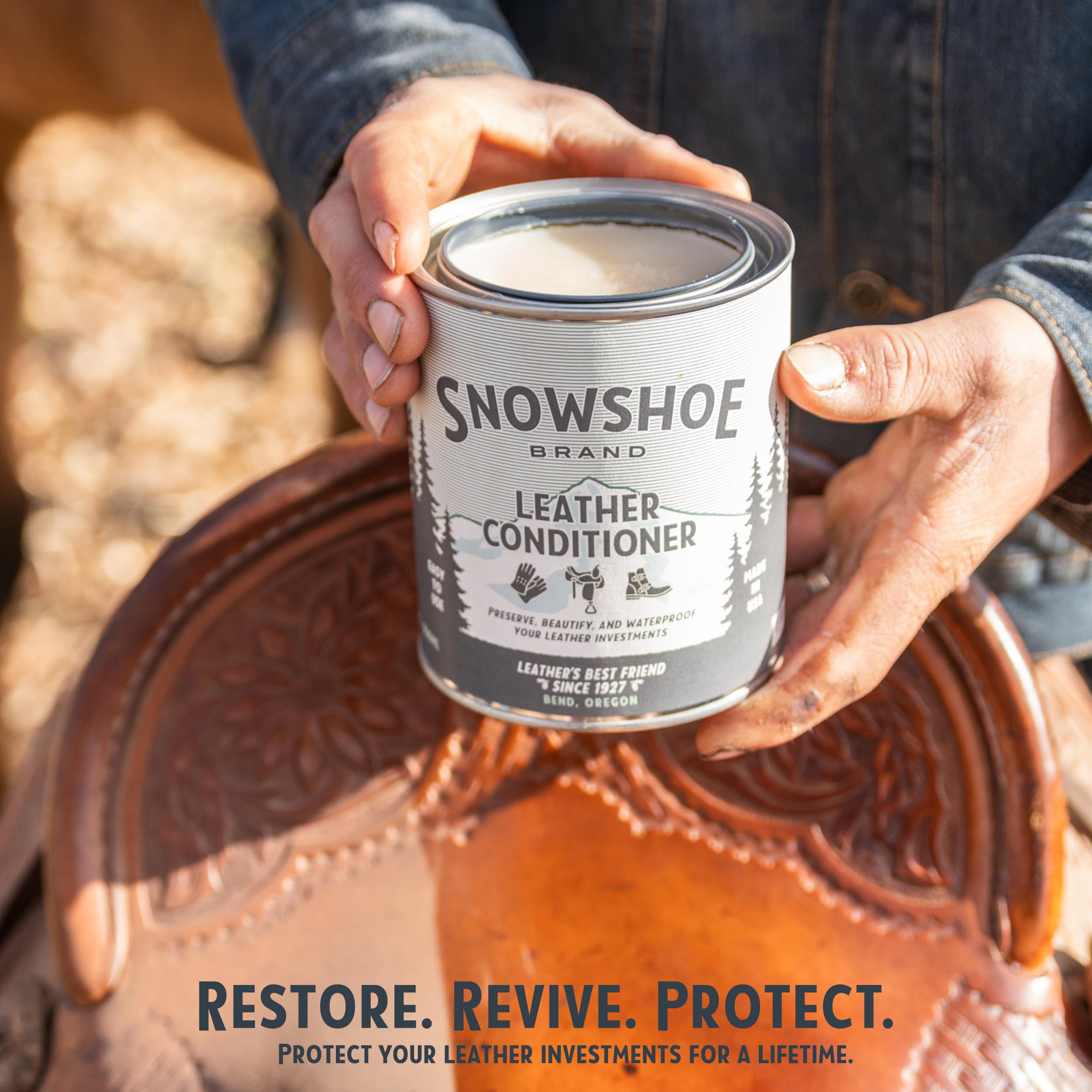 Generic Apósito de cuero para raquetas de nieve, acondicionador de cuero, protege, acondiciona, restaura y protege el cuero resistente al agua, acondiciona los sillines y tachuelas desde 1927,