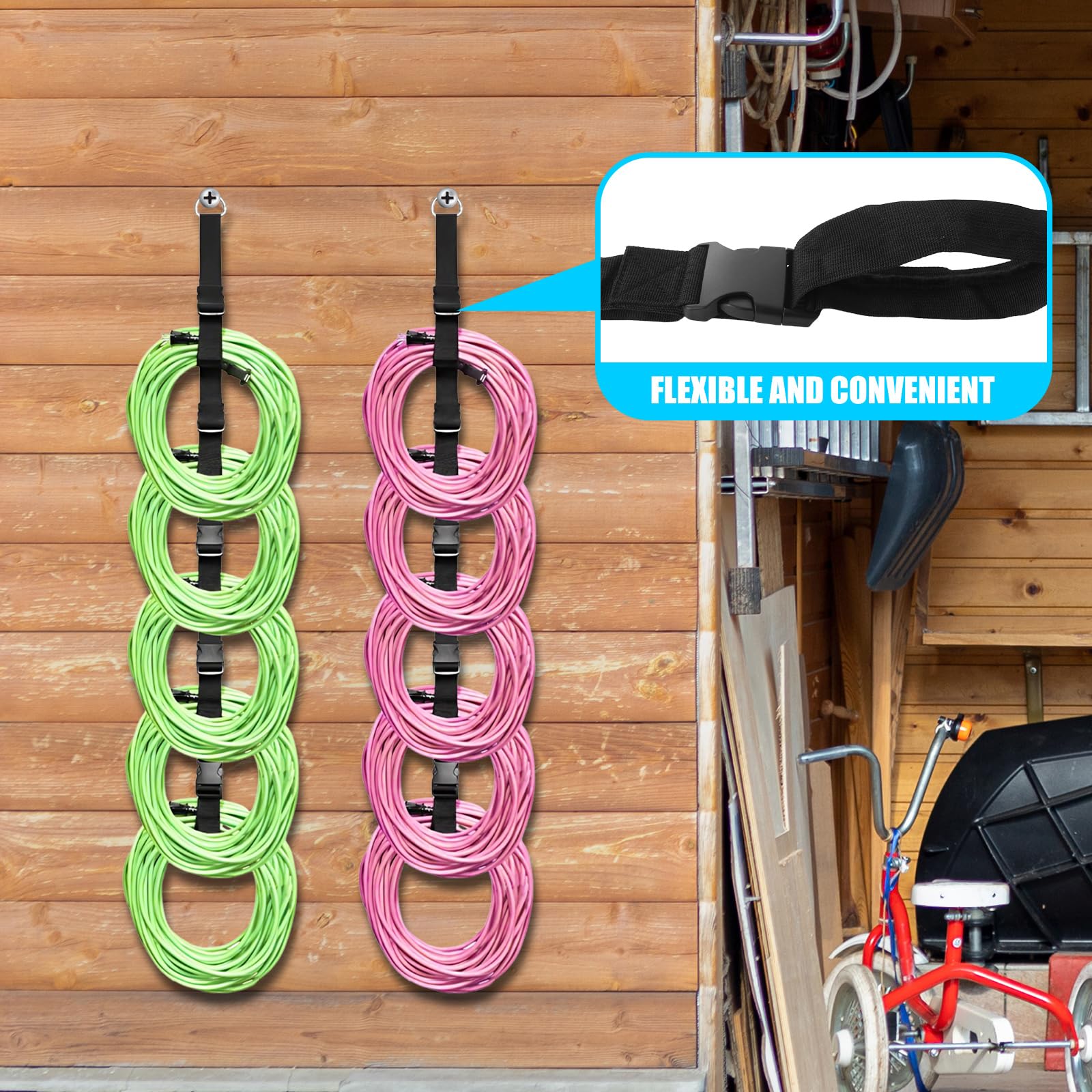 3 Pcs Extension Cord Organizers Storage Garage Extension Cord Holder With 6 Slots Organizer Straps With 28 Pcs Cable Ties 6 Pcs Hardware Nails For Vertical Space Cable Hose Rope String Lights