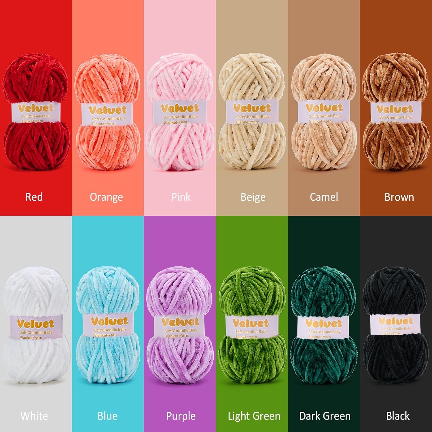 Velvet Yarn Chenille Yarn for Crocheting and Knitting Soft Chenille Bulky Baby Blanket Yarn DIY Weaving Craft 8pack Dark Green(4oz 66yds Each)