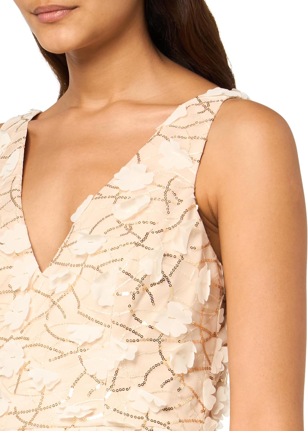 Eliza J Womens Sleeveless V-Neck Embellished A-line Midi Dress - Image 3