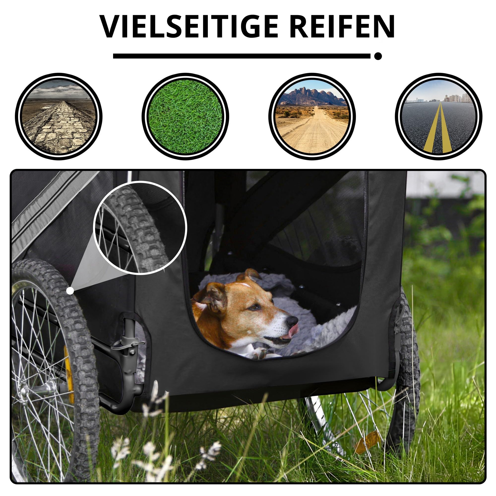 Hundeanhänger Boxer 2-in-1,Hundefahrradanhänger & Hundebuggy, groß & faltbar, federndes Fahrwer, bis 35 kg, inklusive Tasche & Sicherheitsfahne, SmartSpace Design