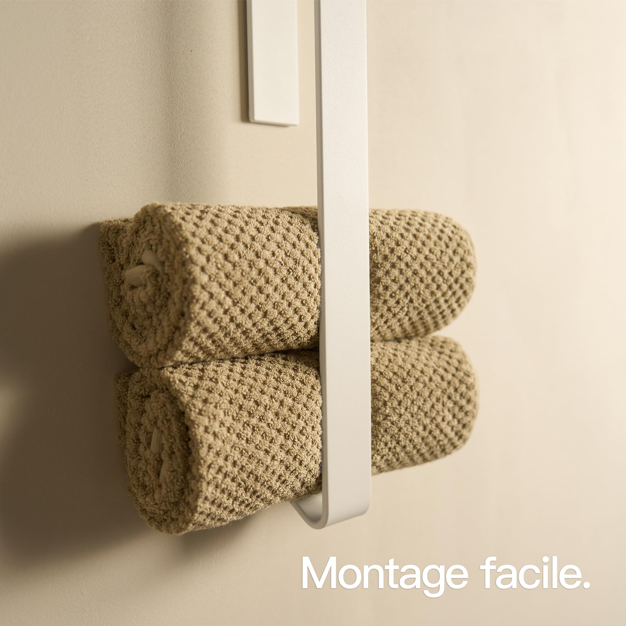 Design Hambourg Porte-Serviettes pour invités | Blanc | adhésif | Porte-serviettes compact et auto-adhésif | Garde les serviettes rangées et à portée de main