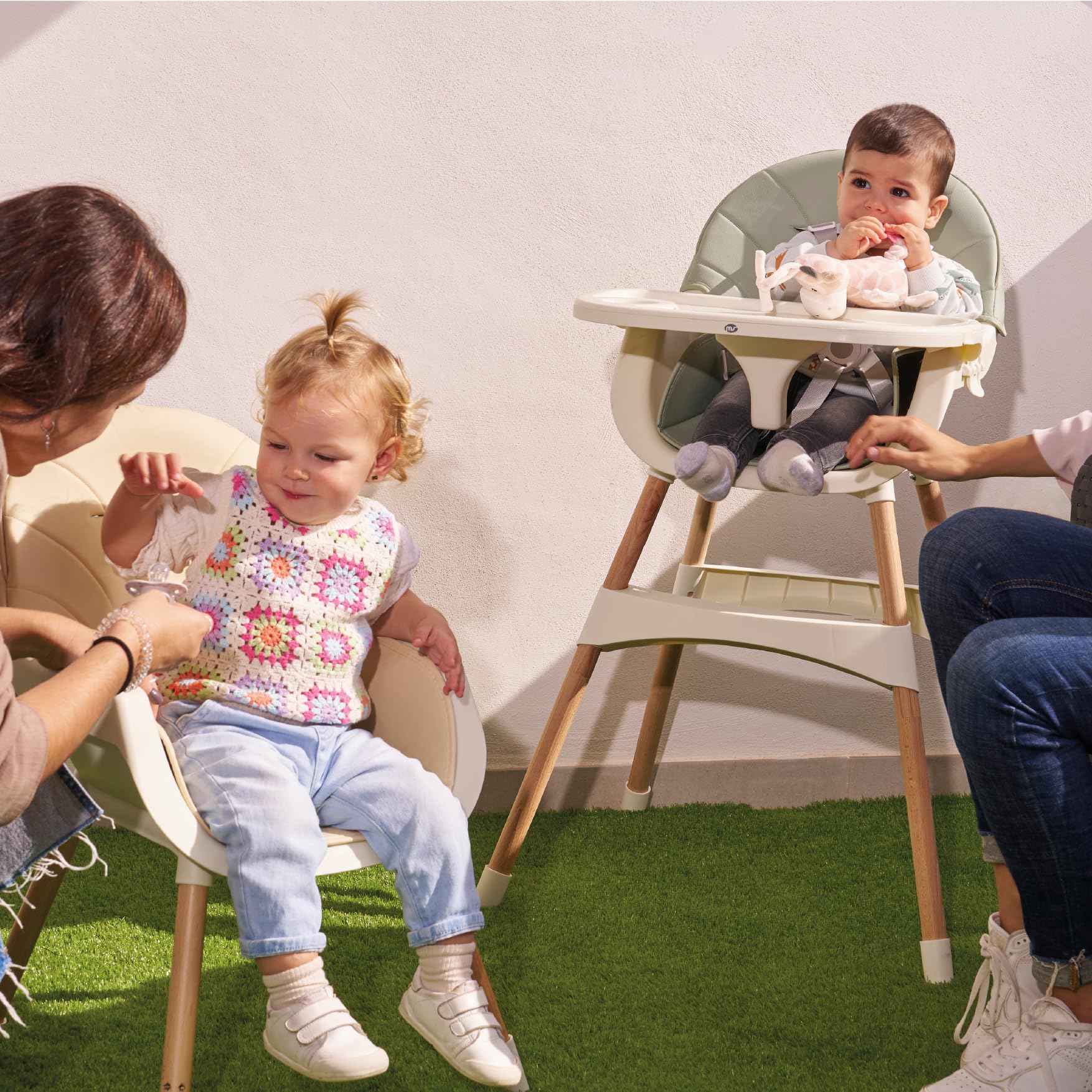 MS BabyWorld – MIKA – Trona para Bebé 2 en 1 | Convertible Silla| Asiento Acolchado | Doble bandeja